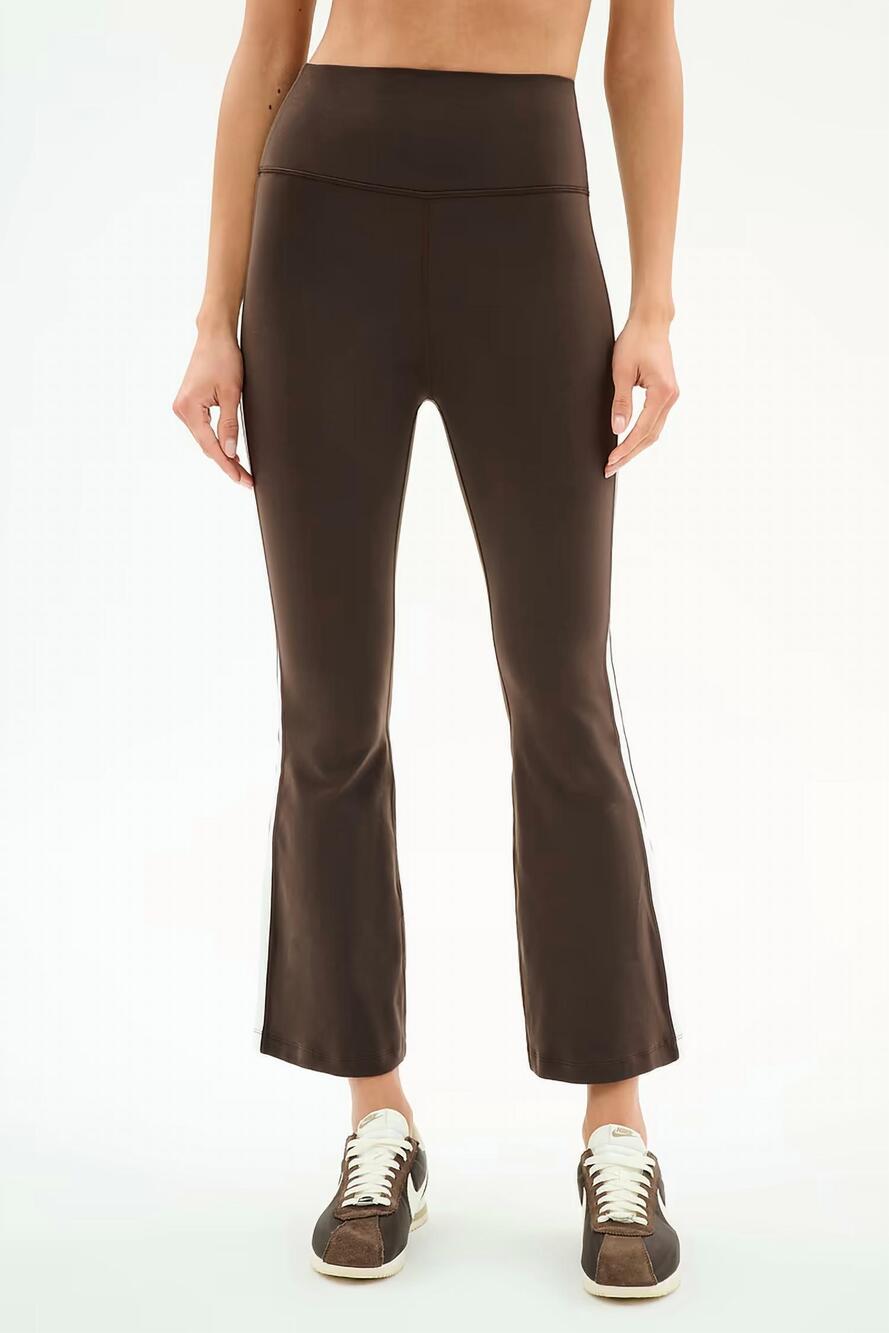 NEW SPLITS59 women's raquel high waist supplex crop pant in dark chocolate/white